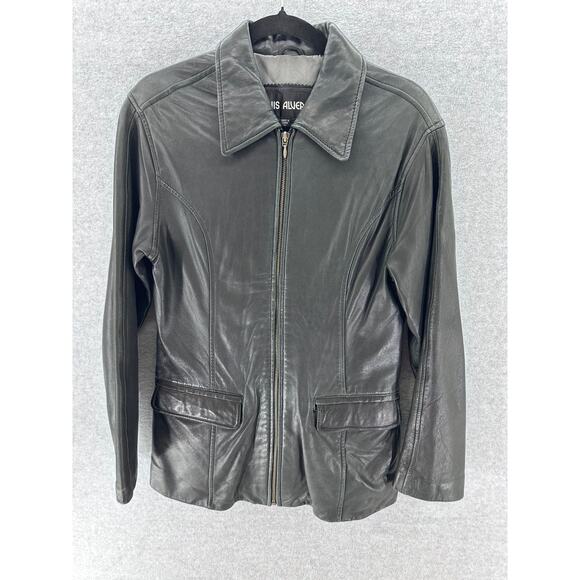 Vintage Luis Alvear Women's sz M Black Leather Zip Up Jacket Soft 90s Y2k - Picture 2 of 10